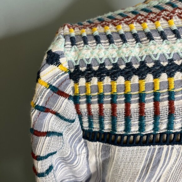 Pilcro & the Letterpress Anthropologie Long Sleeve Button Down Shirt Embroided S - Picture 8 of 10